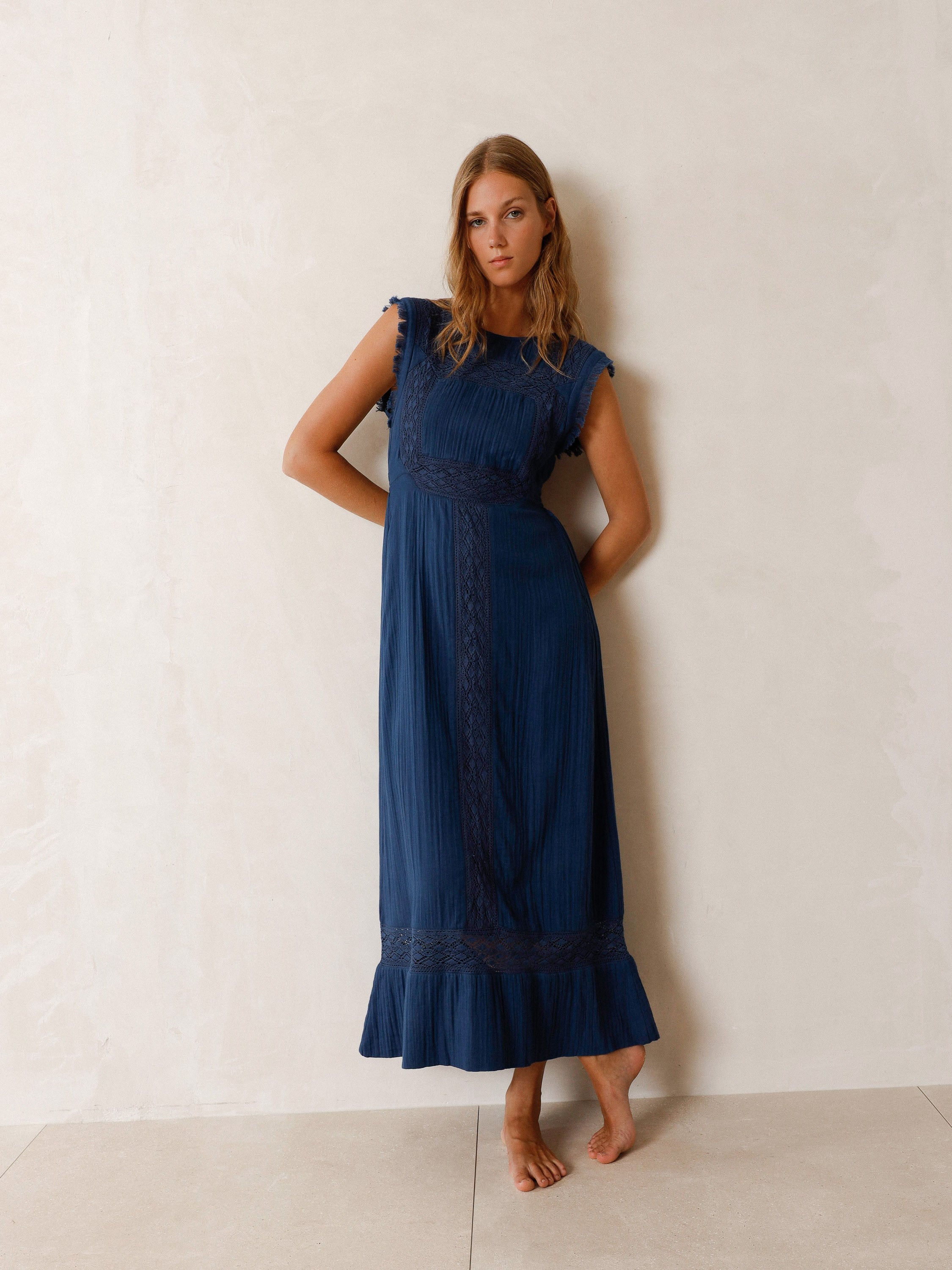 Summer Cotton Dress in Indigo