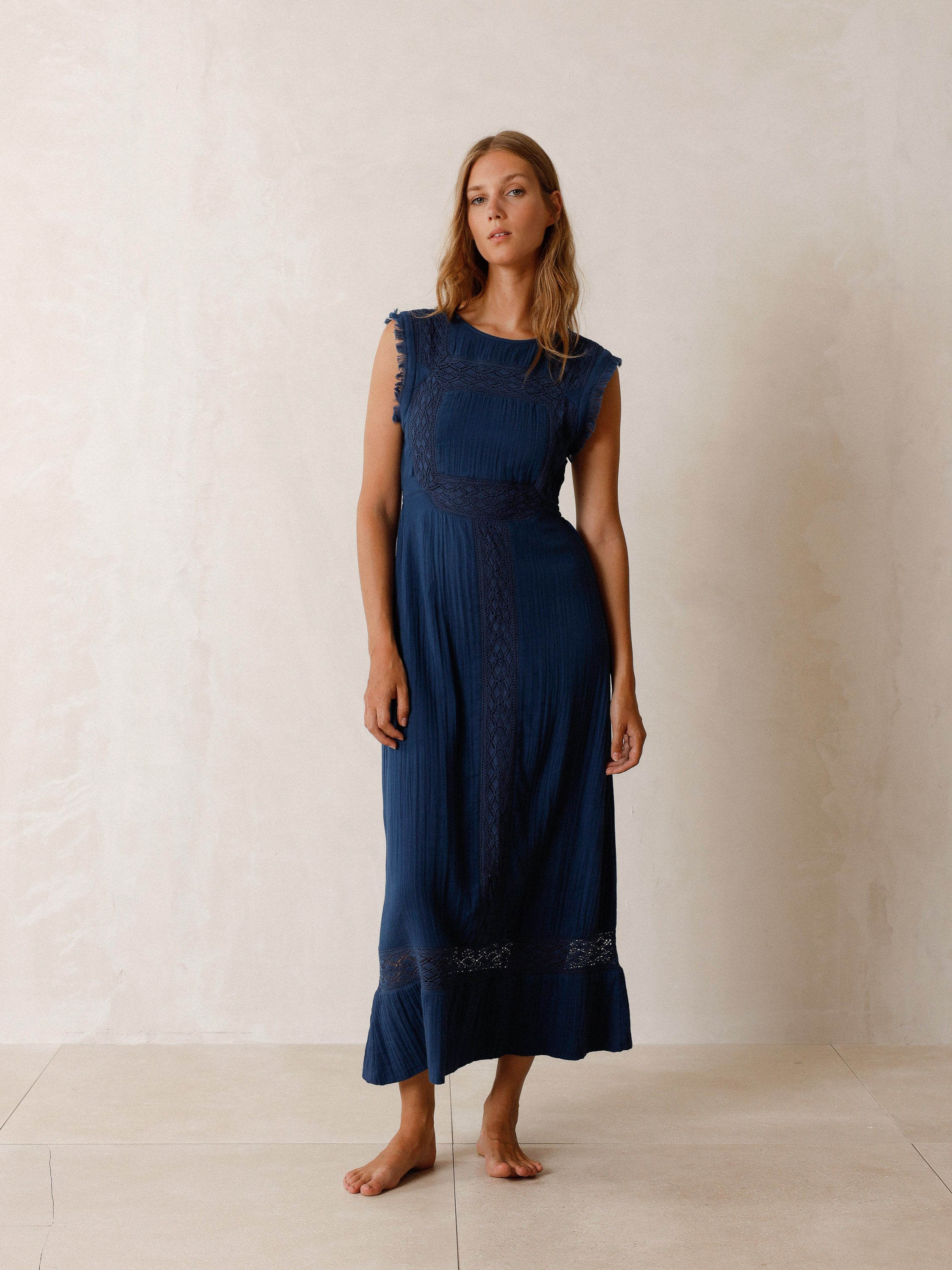 Summer Cotton Dress in Indigo