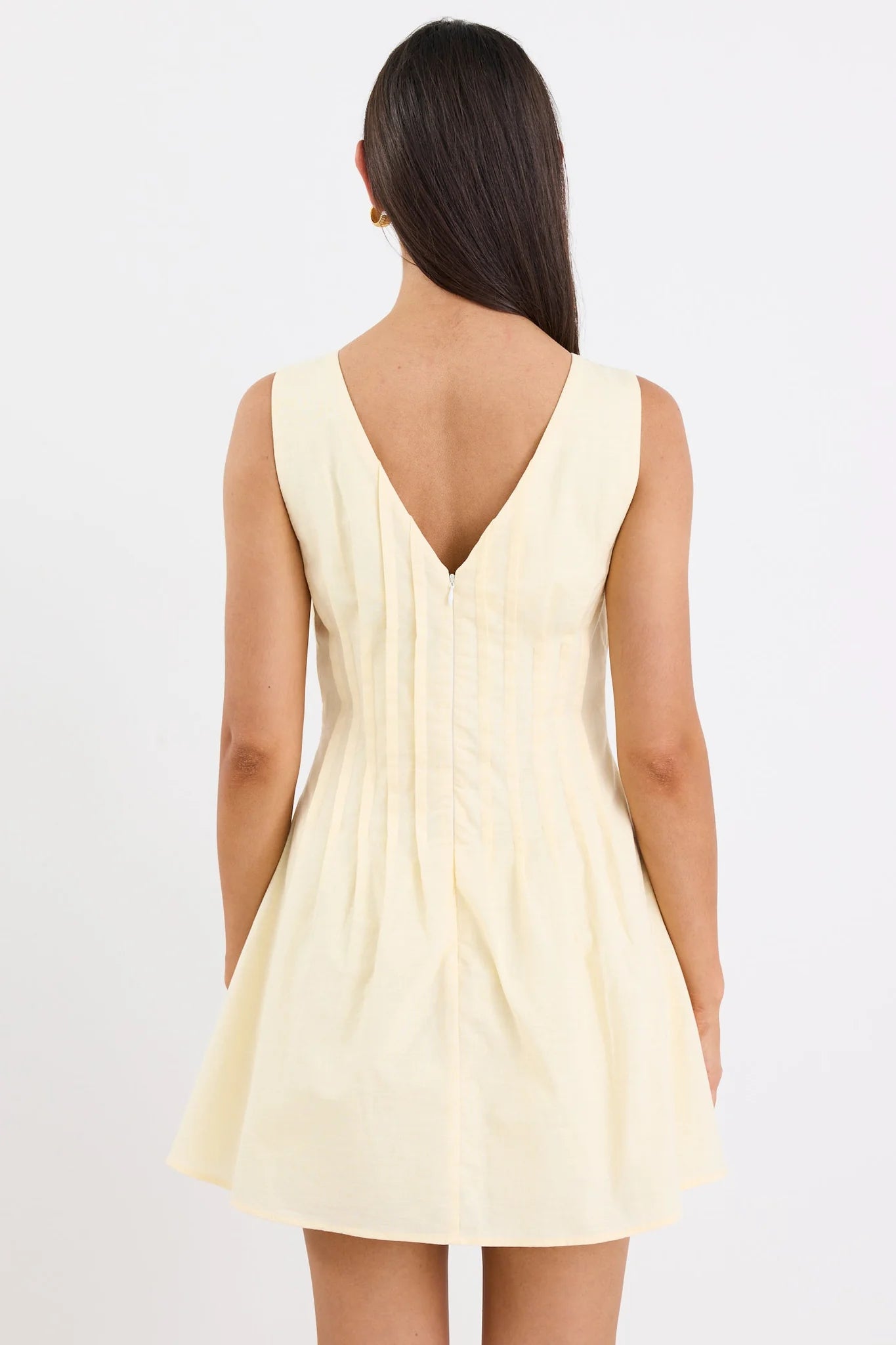 Backstage Yellow Pintuck Bodice Mini Dress