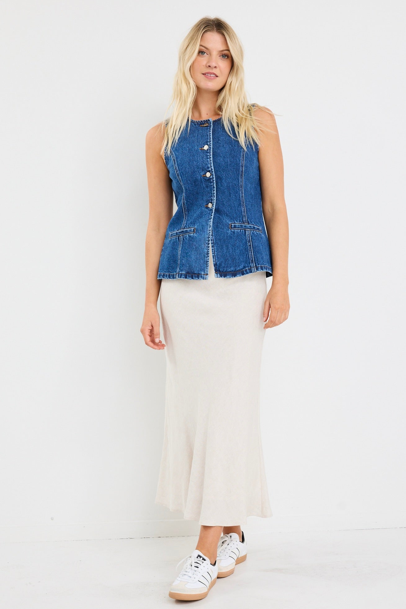 Baseline Marine Blue Denim Vest Top