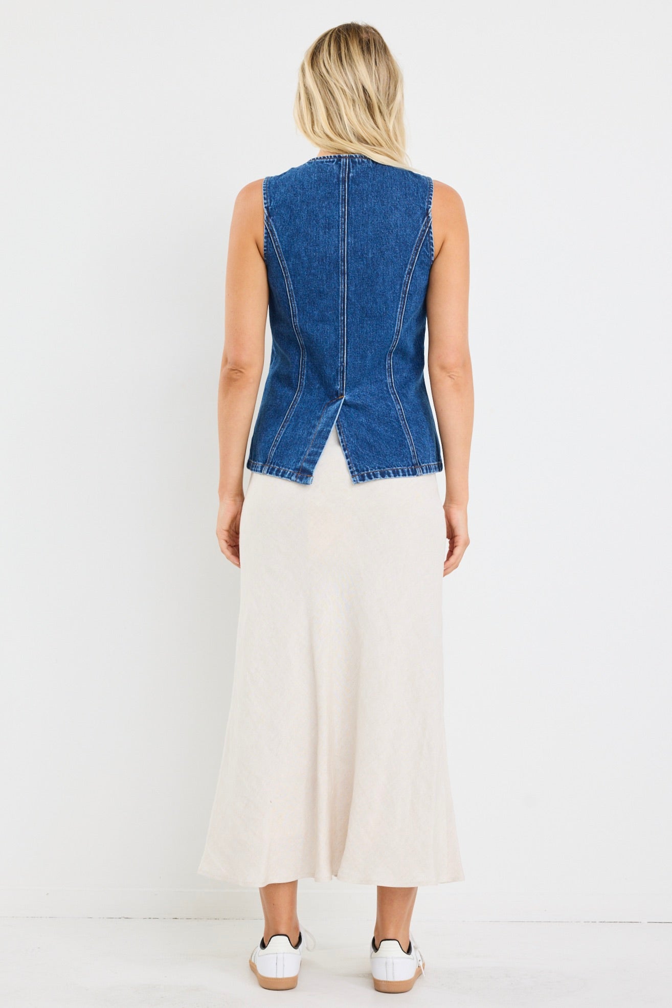 Baseline Marine Blue Denim Vest Top