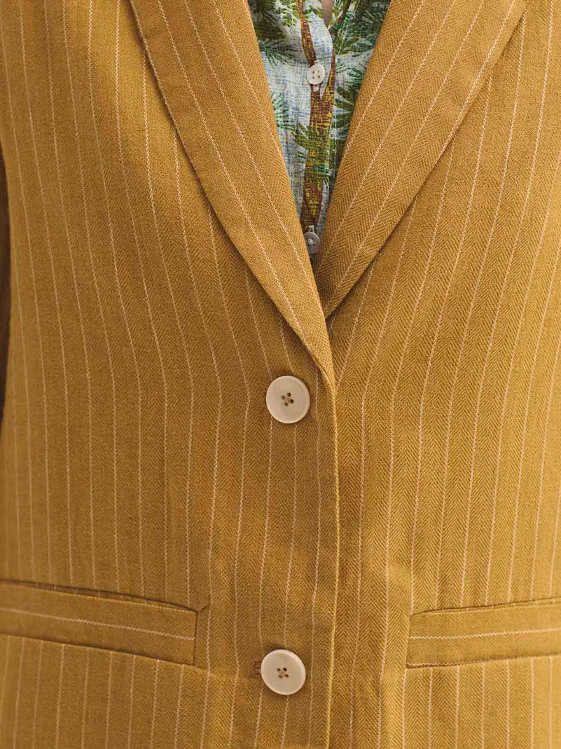 Linen-Cotton Pinstripe Coat - Nice Things