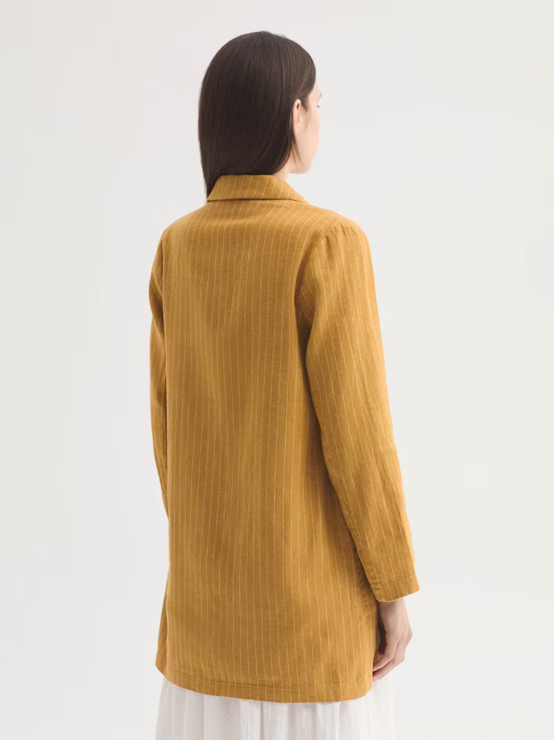 Linen-Cotton Pinstripe Coat - Nice Things