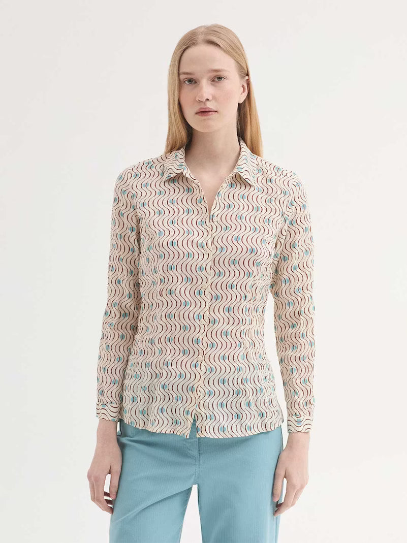 Hellenic Waves Print Basic Shirt - Nice Things