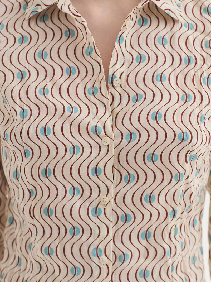 Hellenic Waves Print Basic Shirt - Nice Things