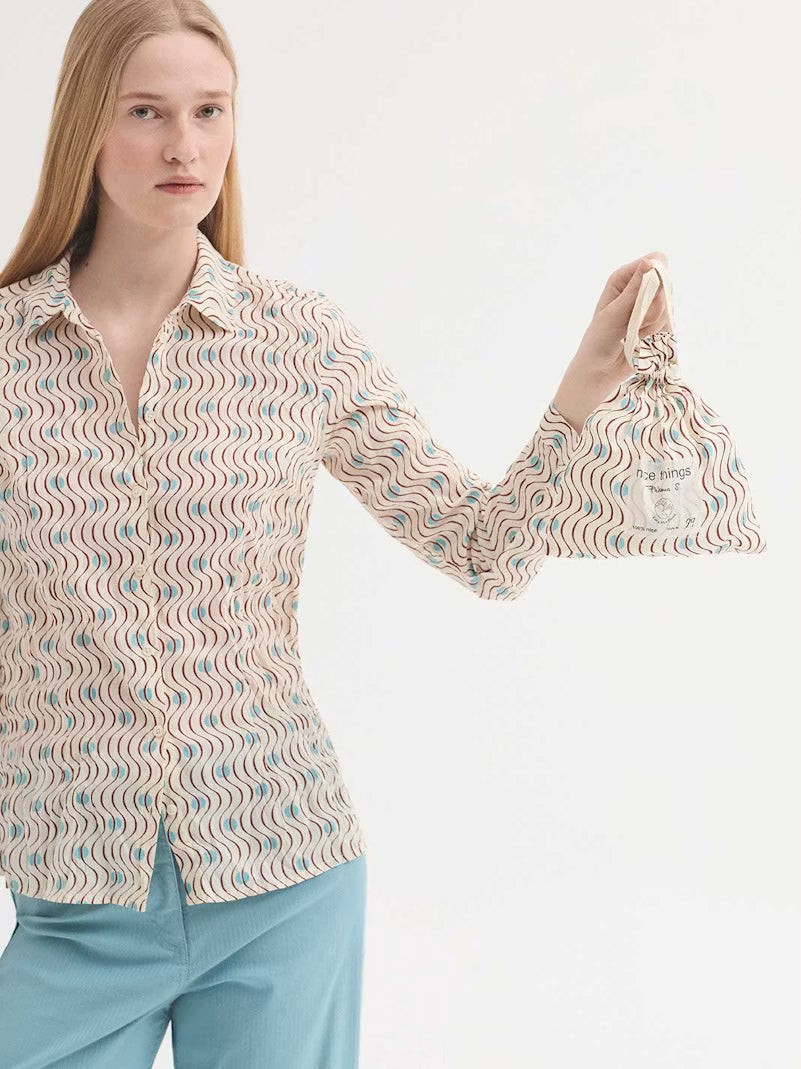 Hellenic Waves Print Basic Shirt - Nice Things