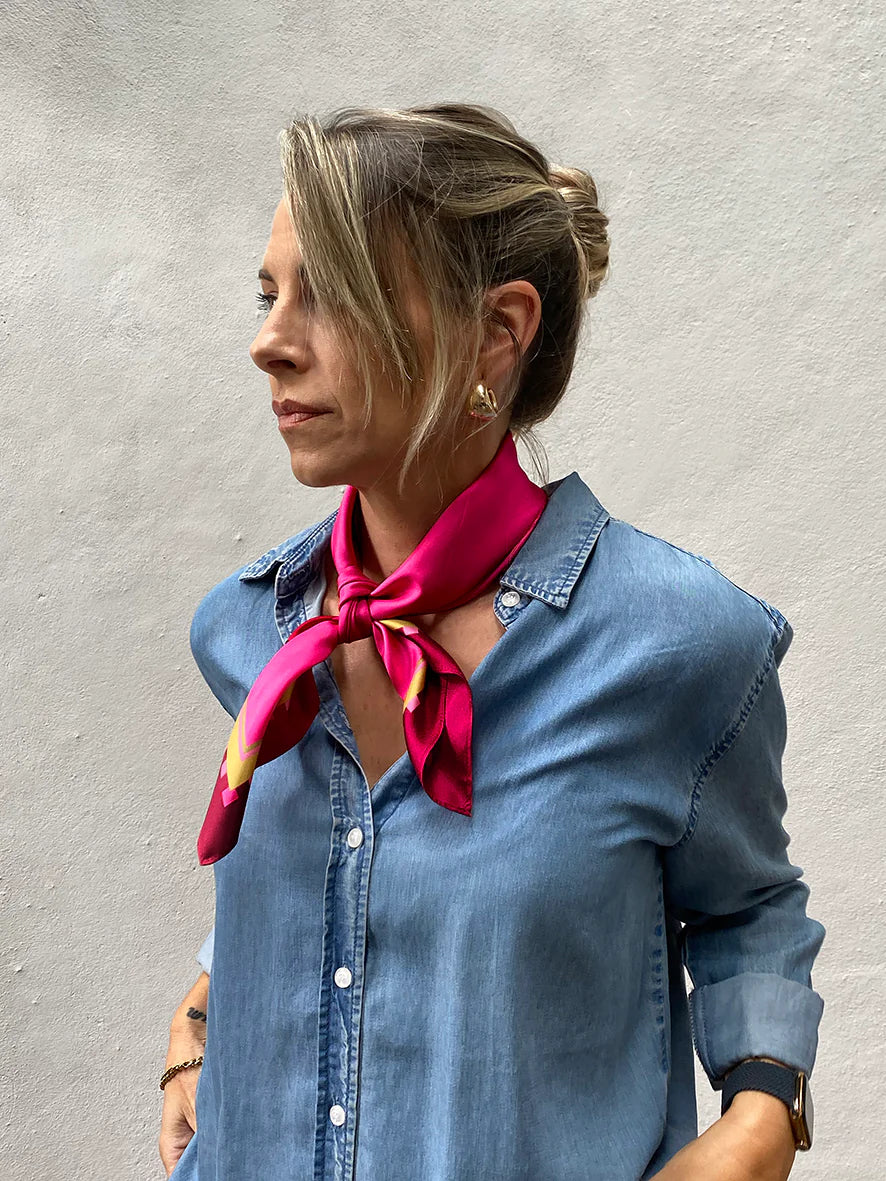 The Carter Petite Silk Scarf. Dark Hampton