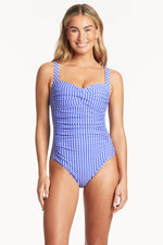 Checkmate Twist Front Multifit One Piece in Cobolt