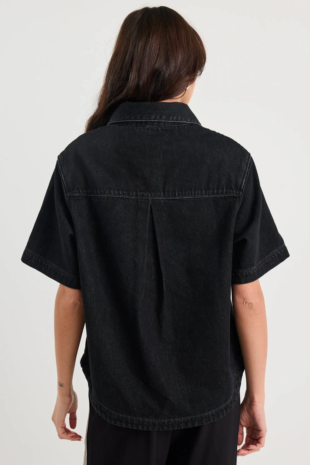 Crucial Black Denim Short Sleeve Shacket