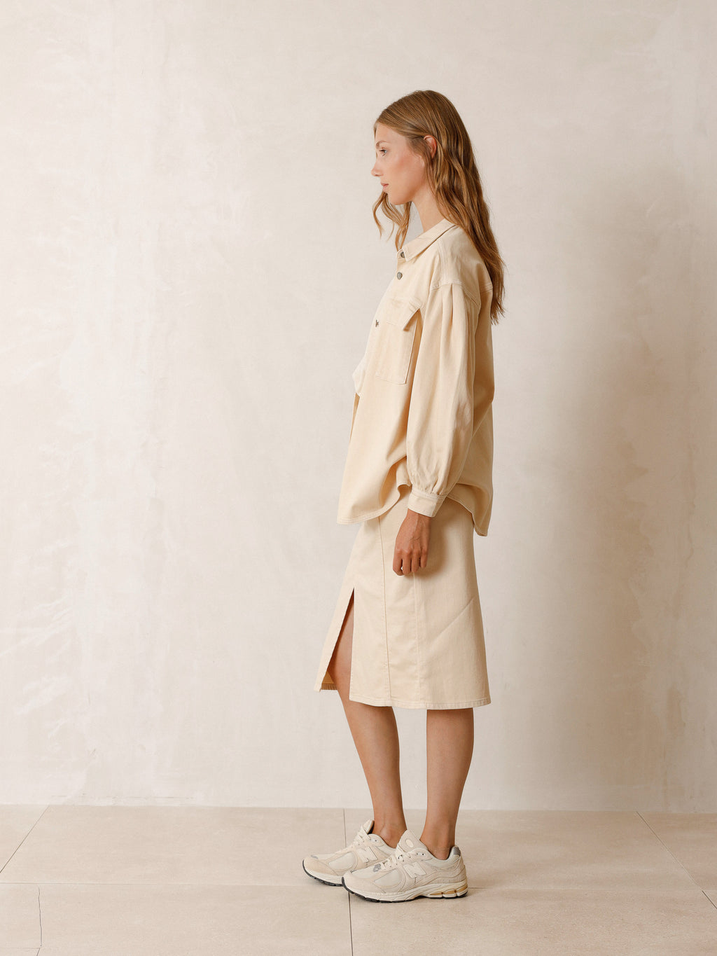 Gather Sleeve Overshirt in Crudo