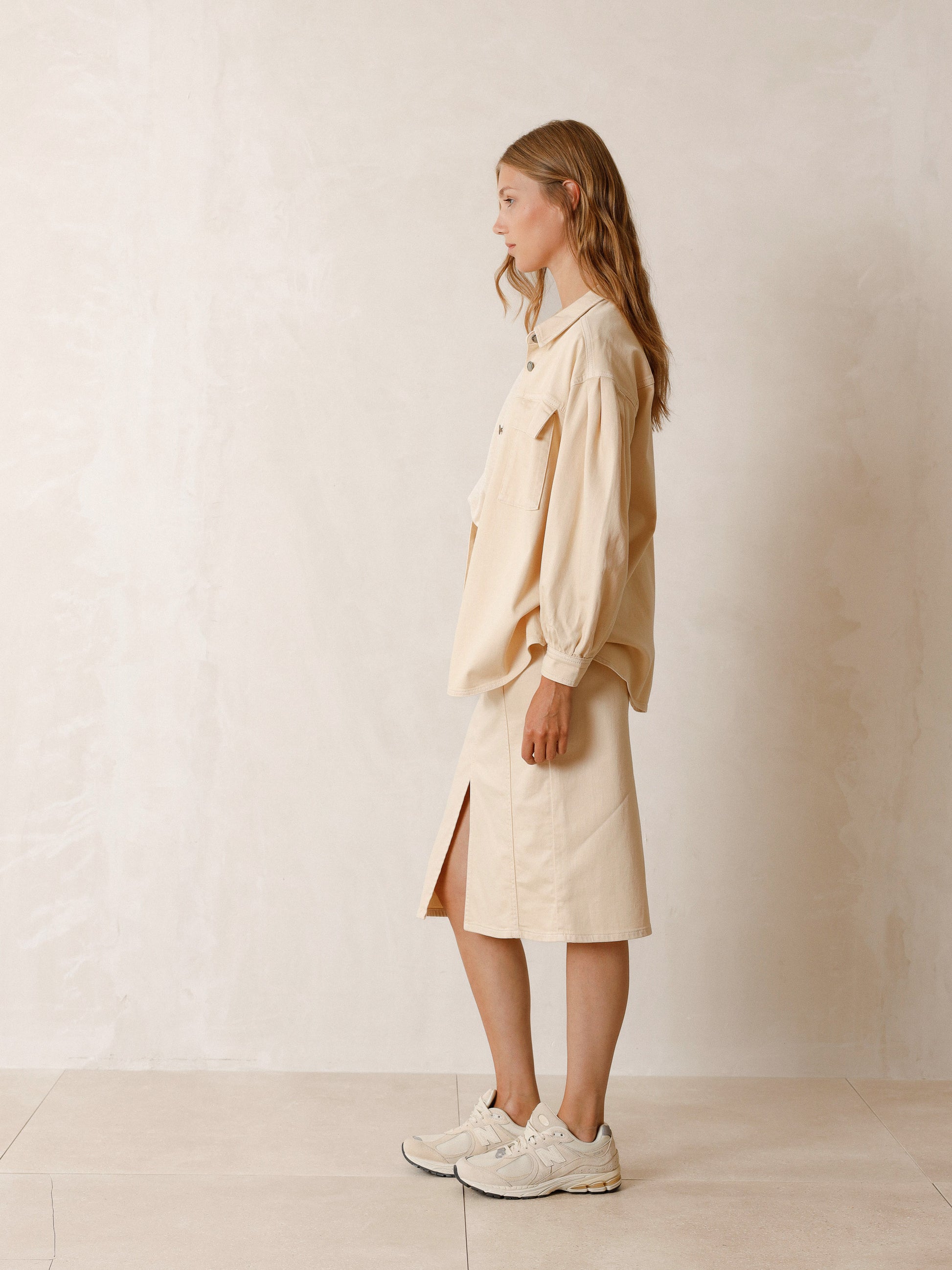 Gather Sleeve Overshirt in Crudo