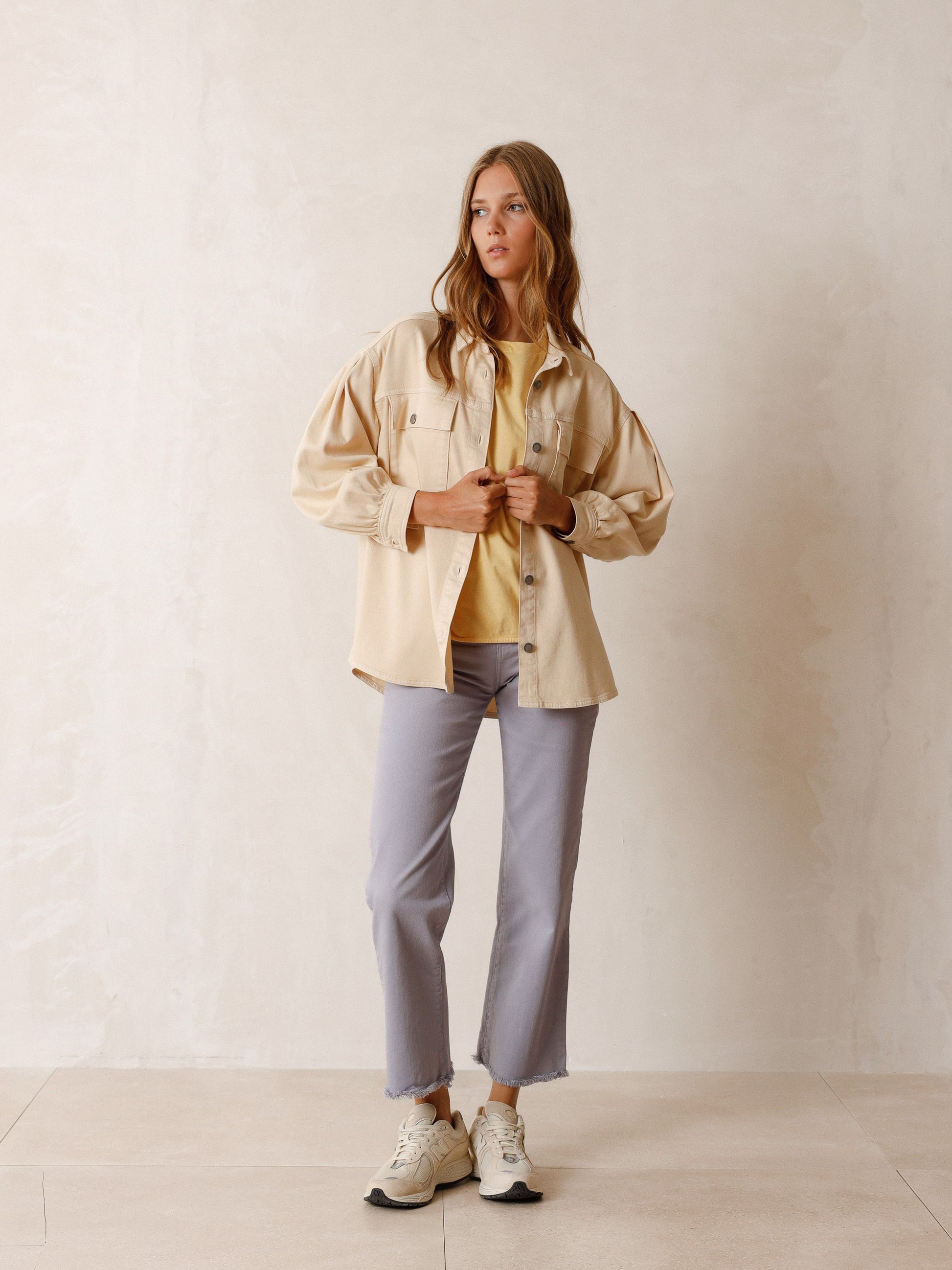 Gather Sleeve Overshirt in Crudo