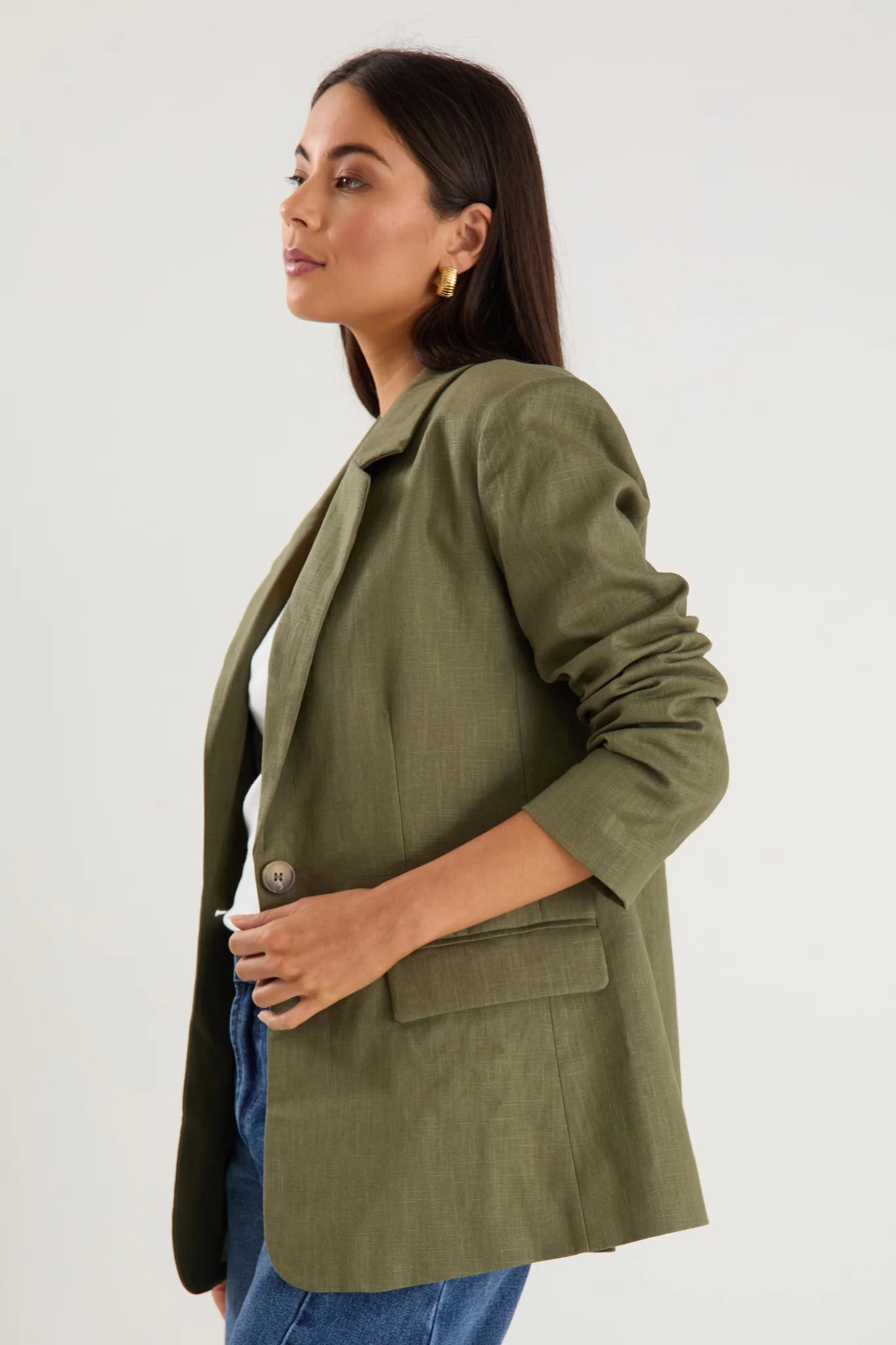 Dock Khaki Ramie Rolled Sleeve