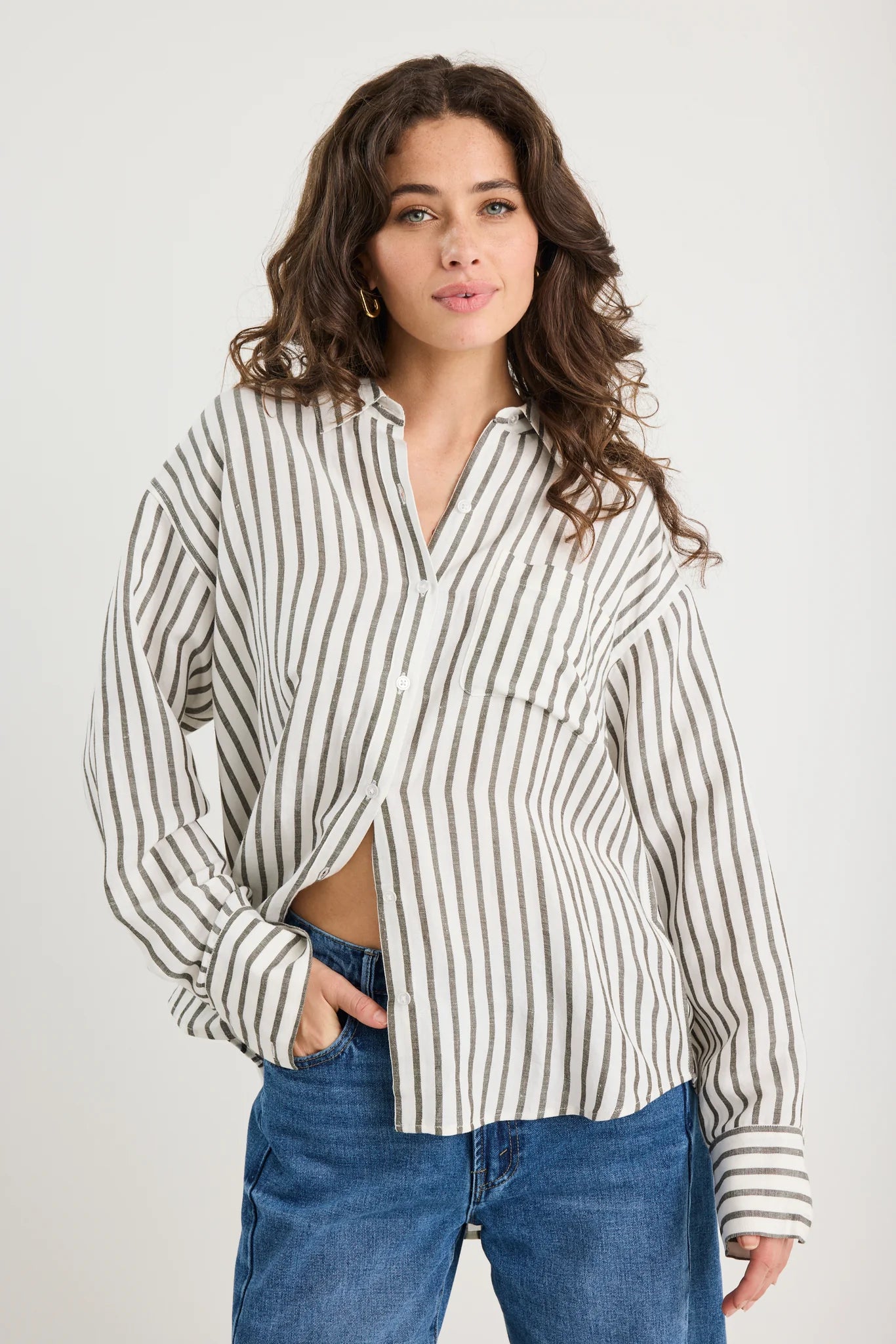 Ealted Green Stripe Oversize Shirt.  Re:union