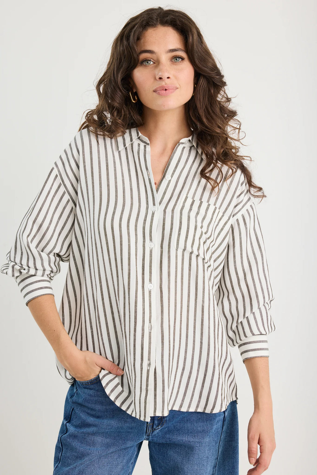 Ealted Green Stripe Oversize Shirt.  Re:union