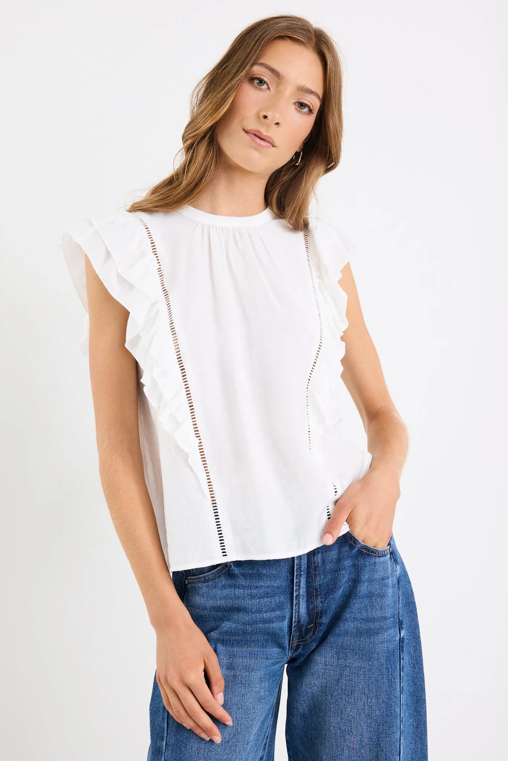 Exotic Sheer Frill Sleeve Top  Ivy+Jack