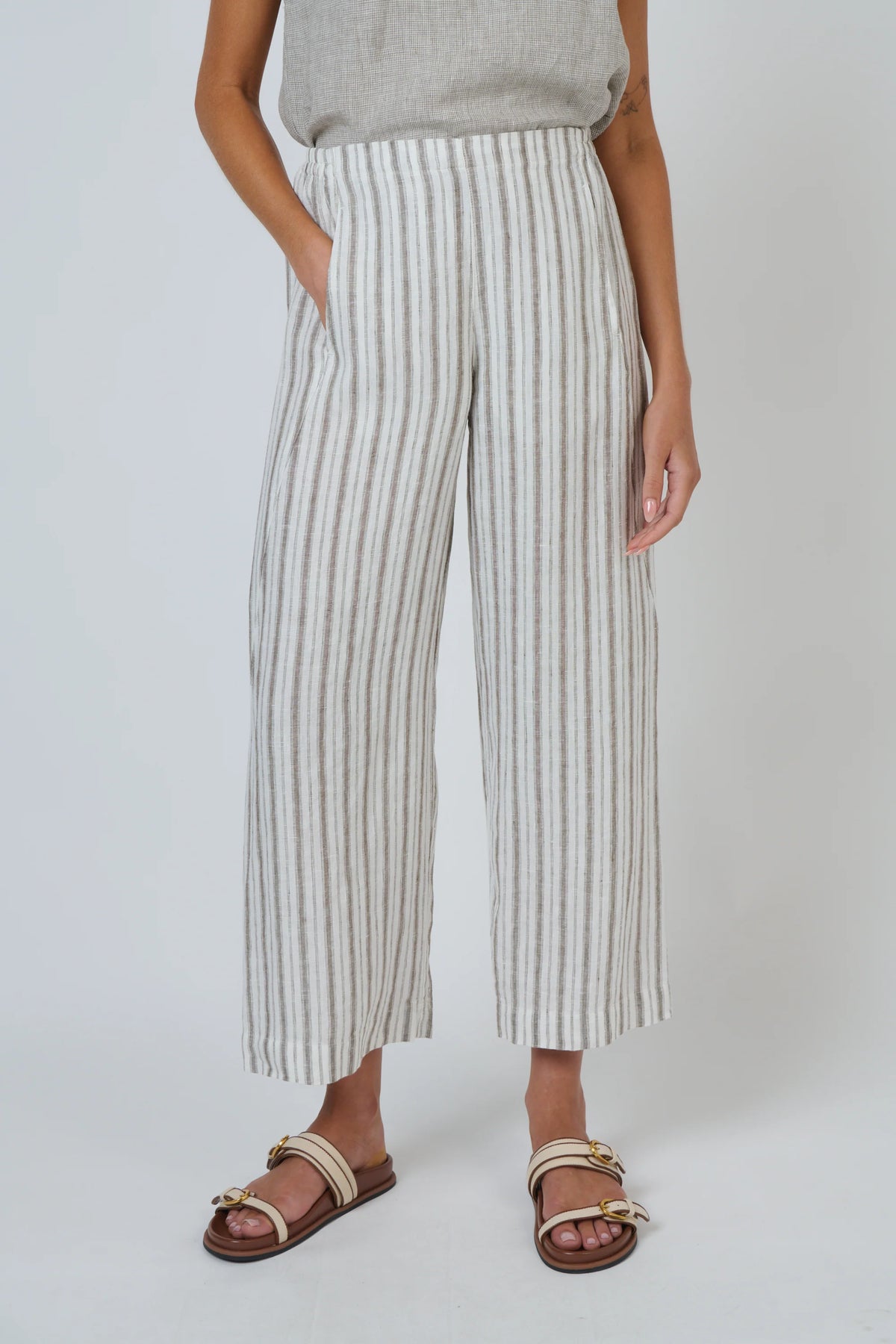 Travertine Linen Pants - Naturals by O&J