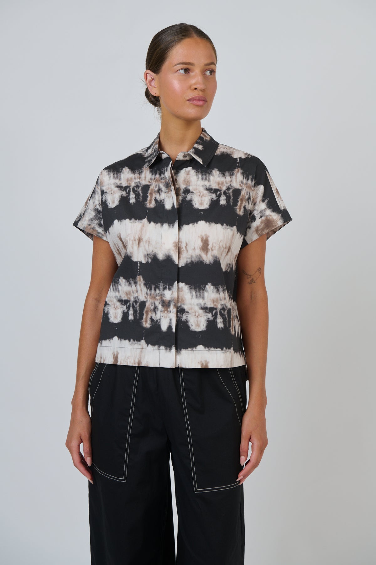 GA533 Poplin Top Eruption - Naturals
