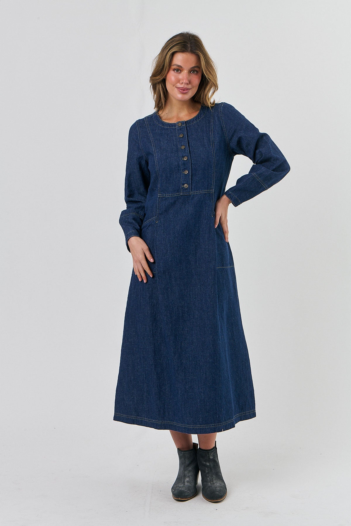 Denim Button Dress