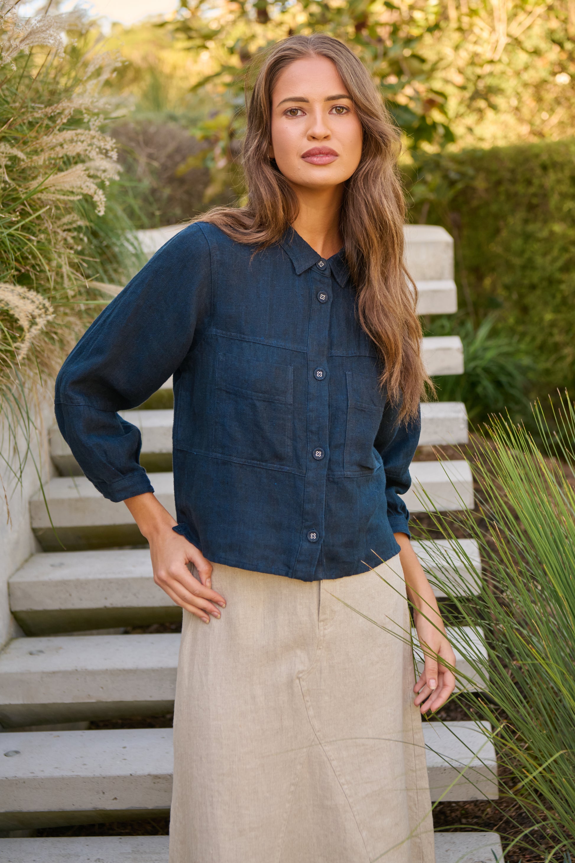 GA598  Linen Shirt Jacket Naturals