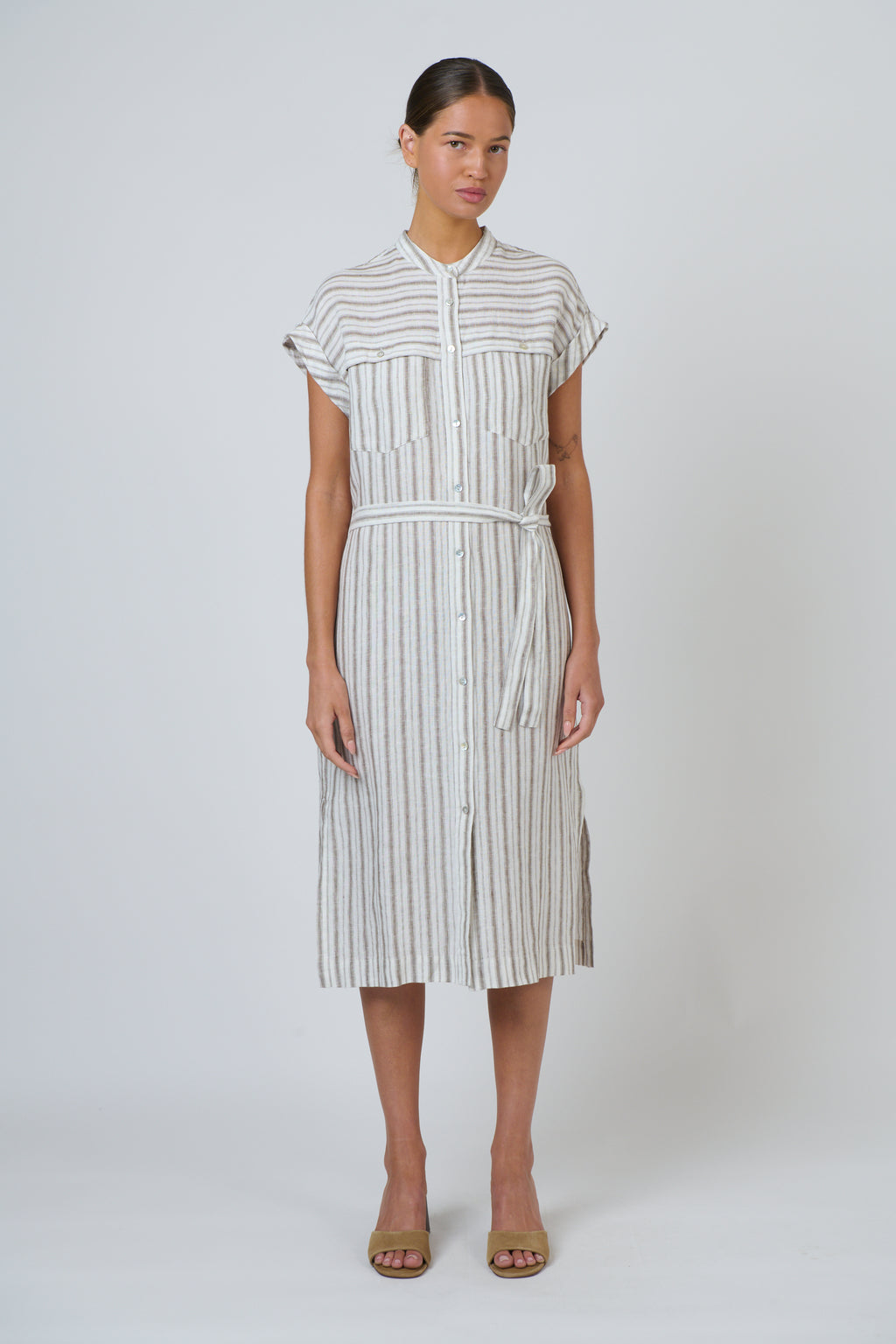 GA701 Linen Dress Travertine- Naturals