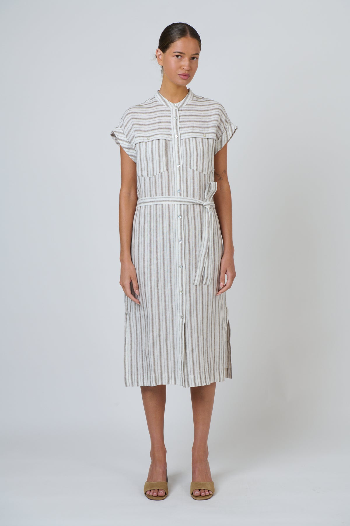GA701 Linen Dress Travertine- Naturals