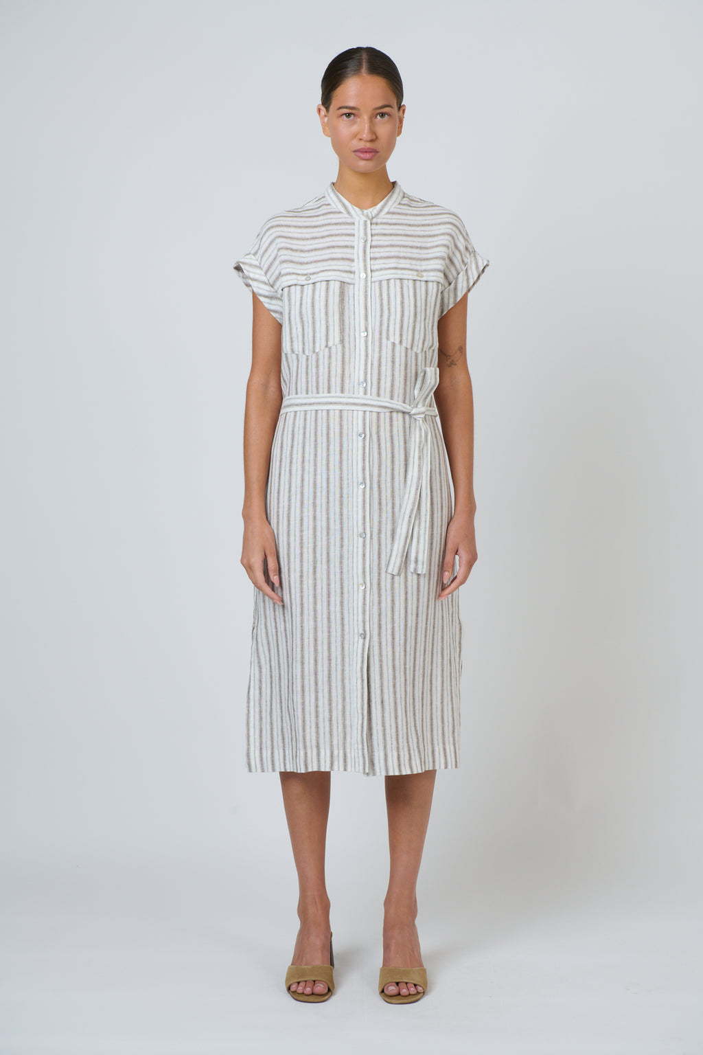 GA701 Linen Dress Travertine- Naturals