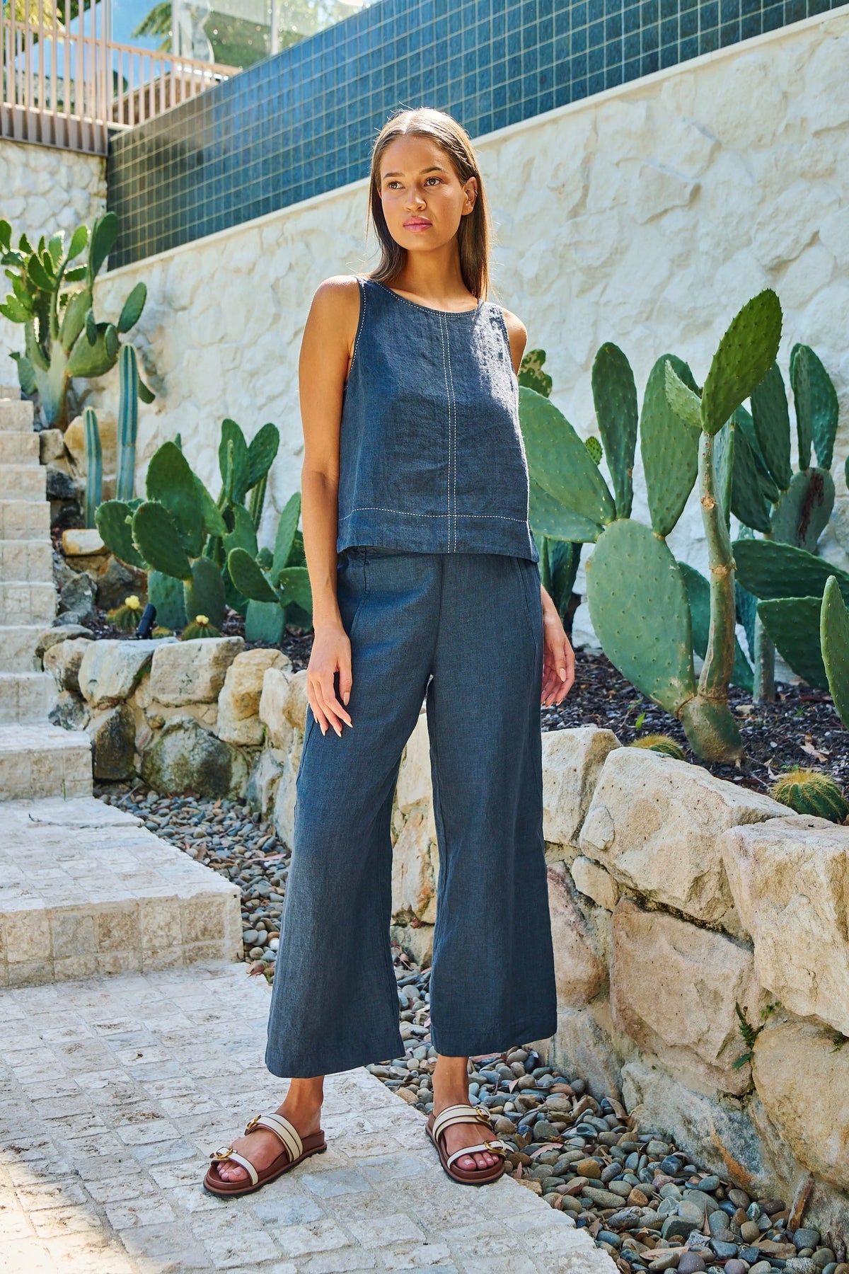 GS Gunsmoke Linen Pants - Naturals by 0&J