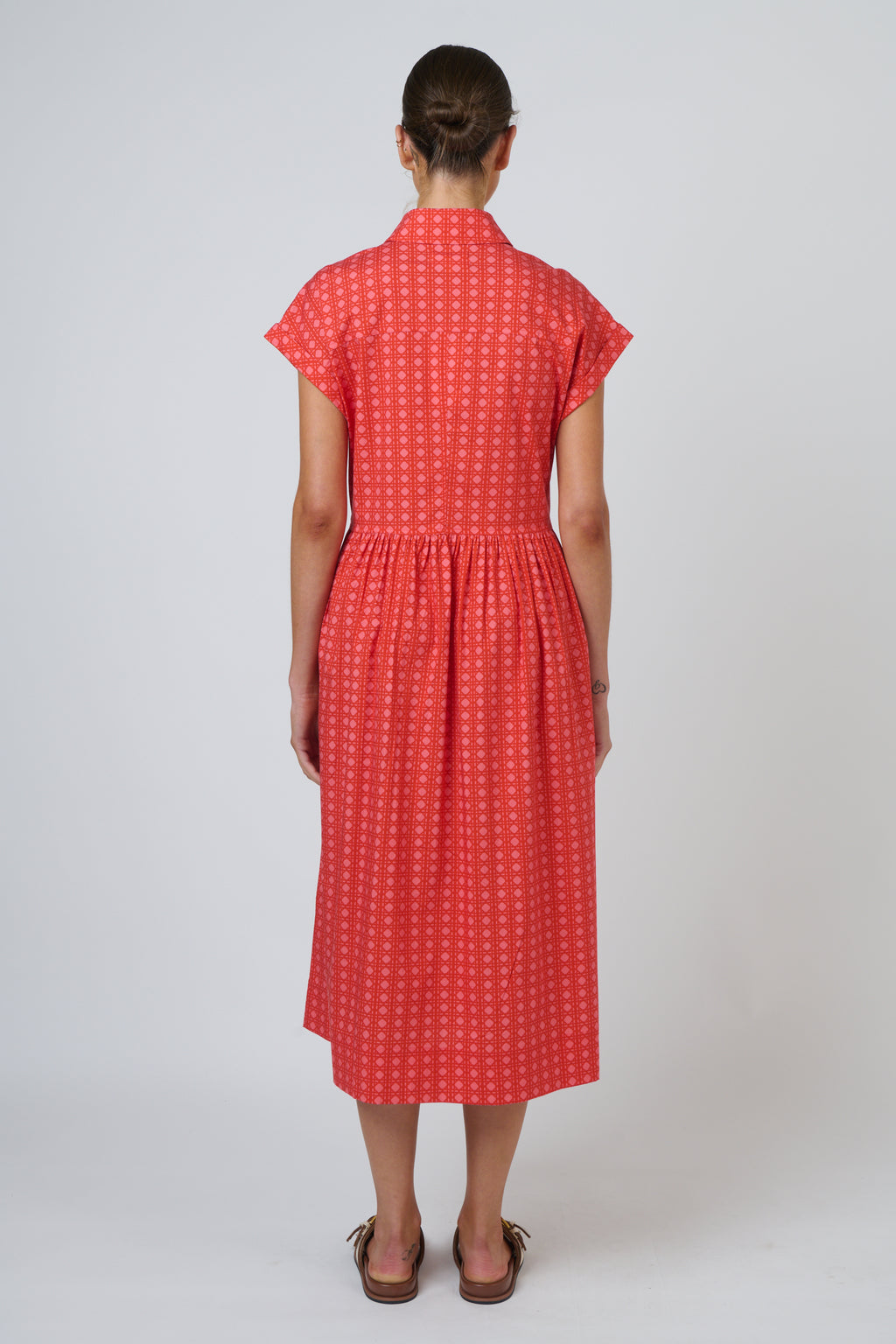 GA738 Cannage Poplin Dress - Naturals