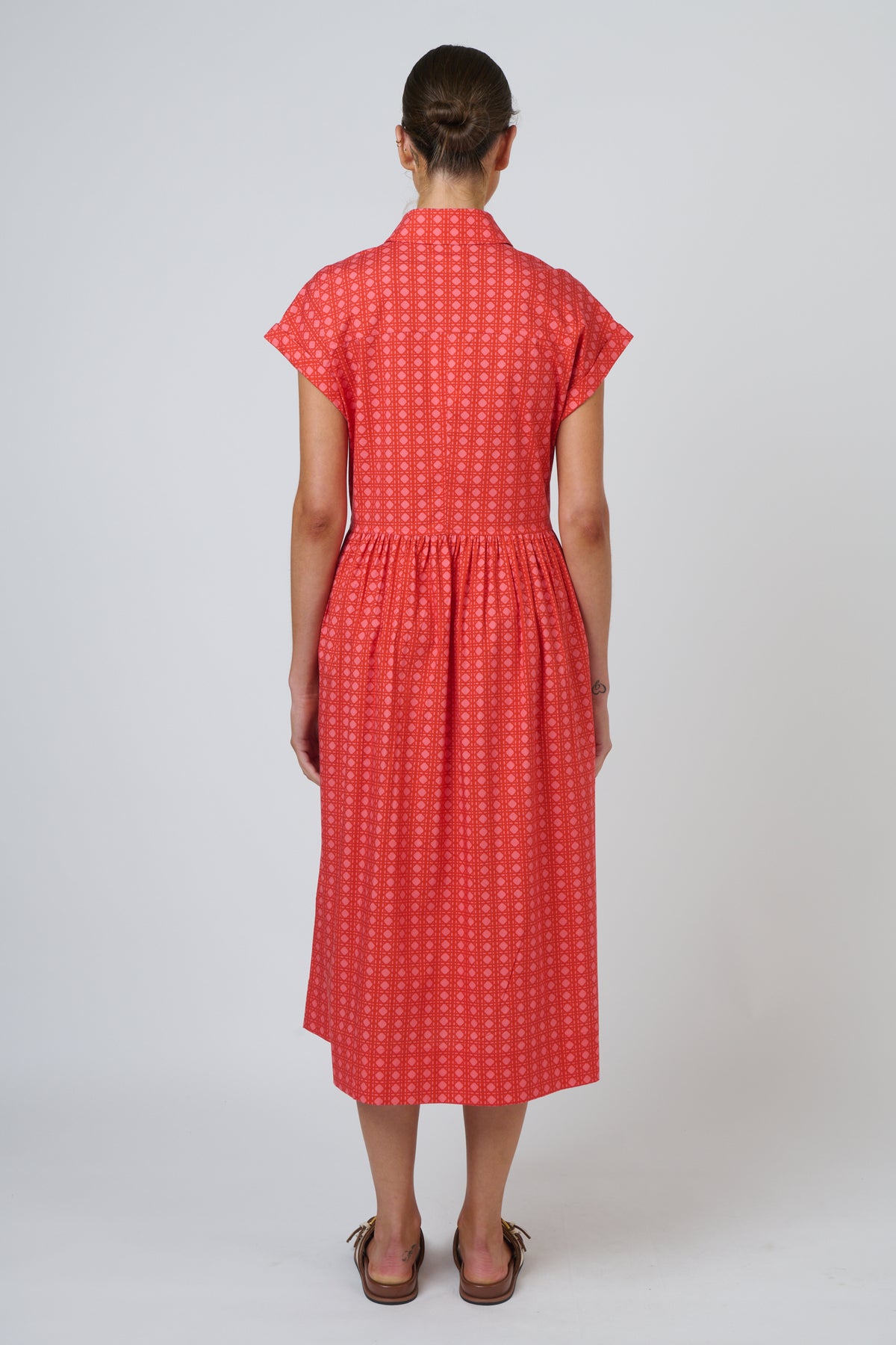 GA738 Cannage Poplin Dress - Naturals