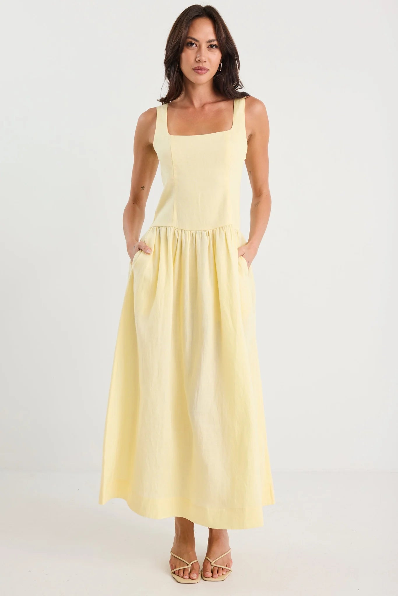 Gilded Butter Square Neck Maxi Dress