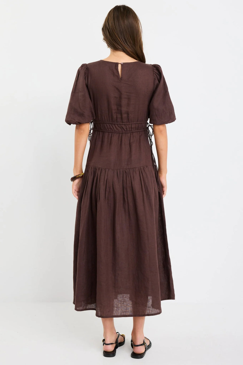 Glory Linen puff Sleeve midi dress