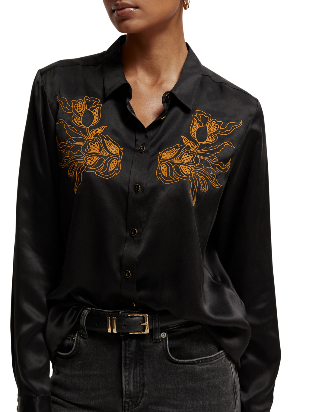 Silke Flower Shirt in Black or Hot Pink