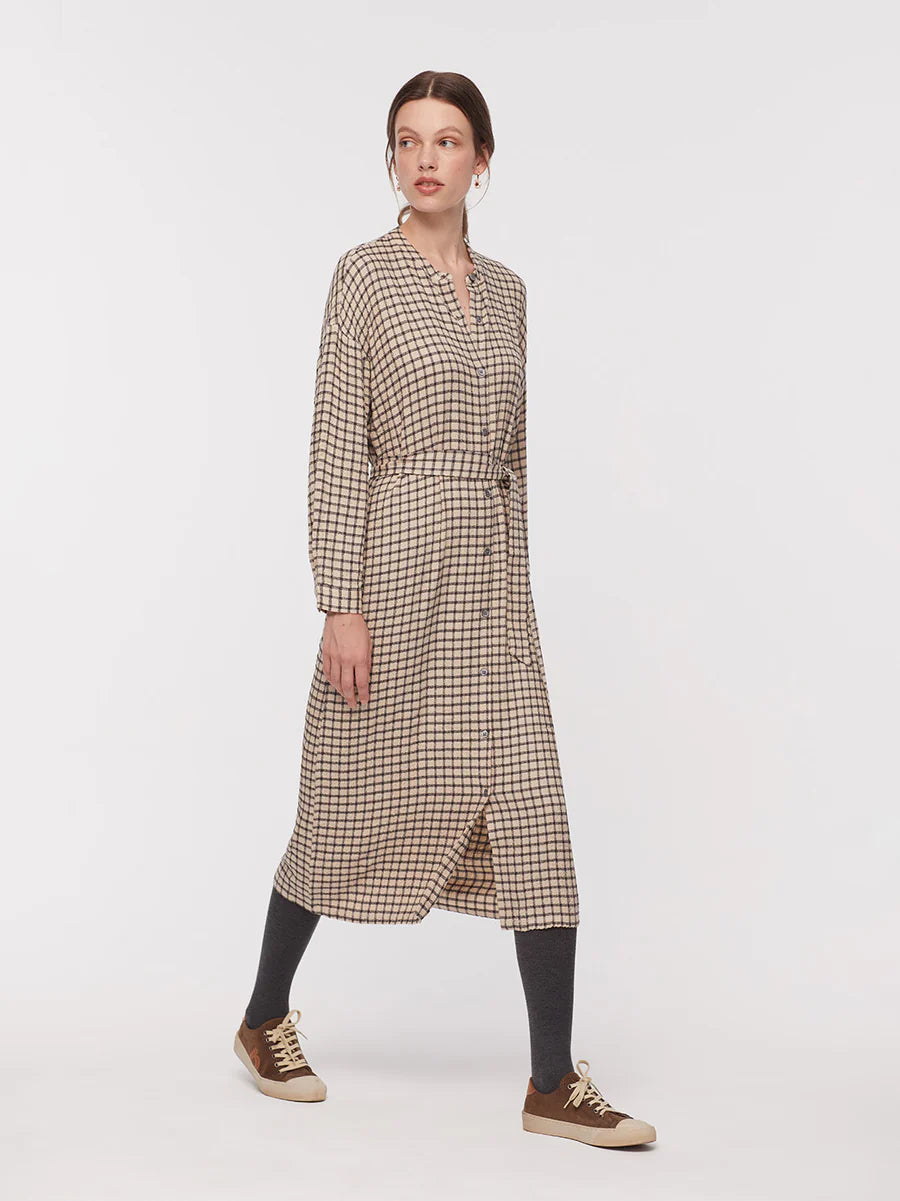 Bicolour Checked Midi Dress