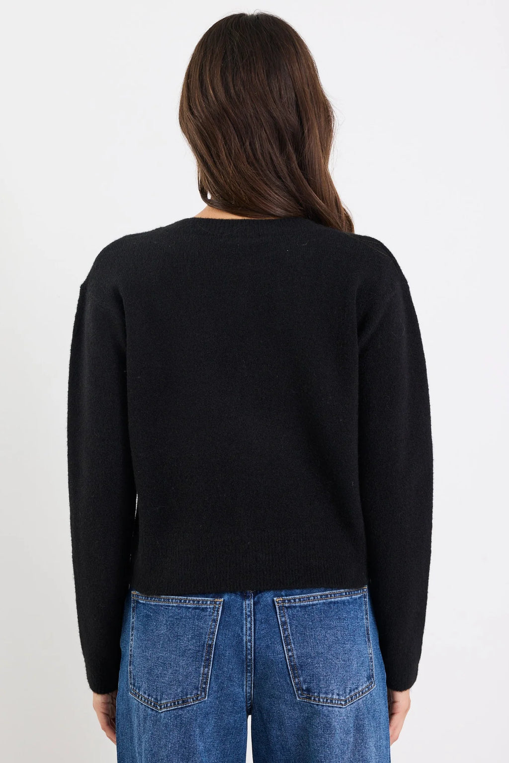 Imprint Soft Knit Crewneck Cardigan Black
