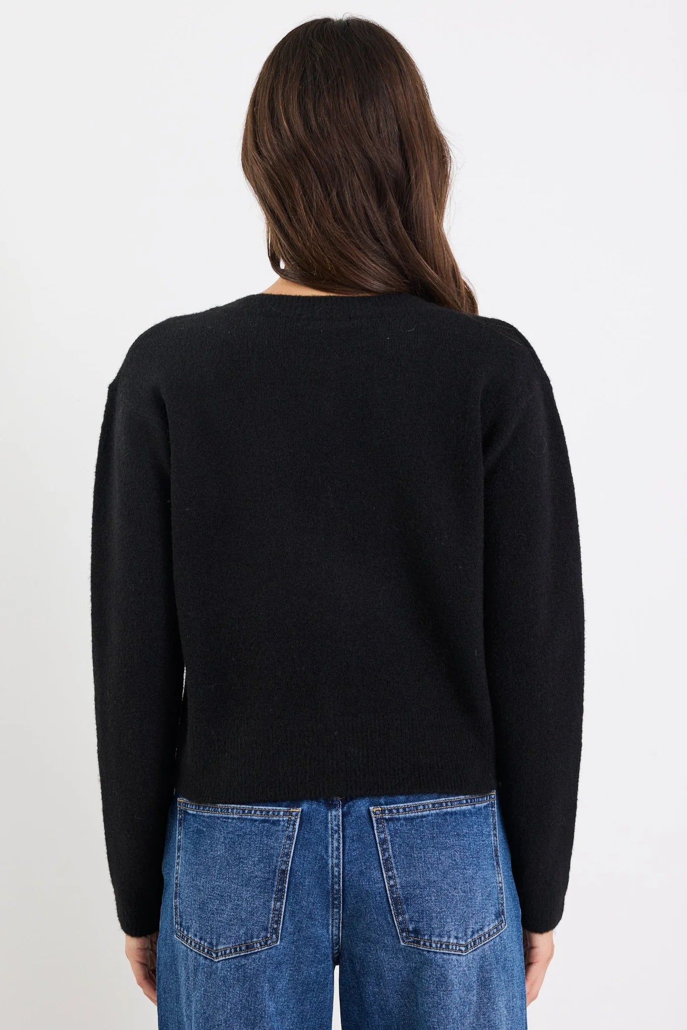 Imprint Soft Knit Crewneck Cardigan Black