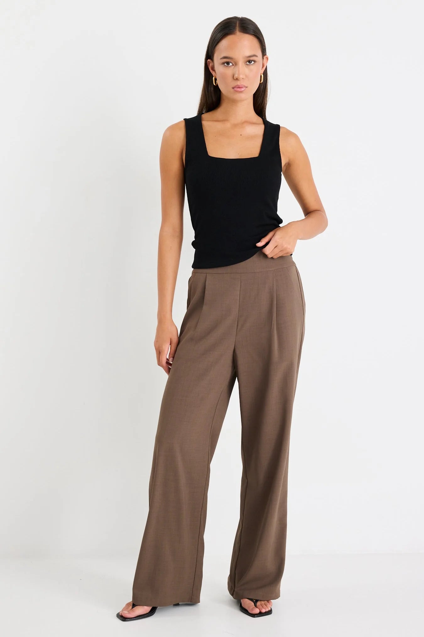 Instinctive Chocolate Twill Wideleg Pant