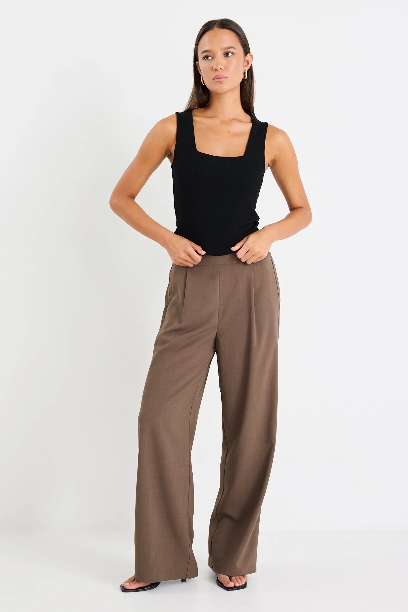 Instinctive Chocolate Twill Wideleg Pant