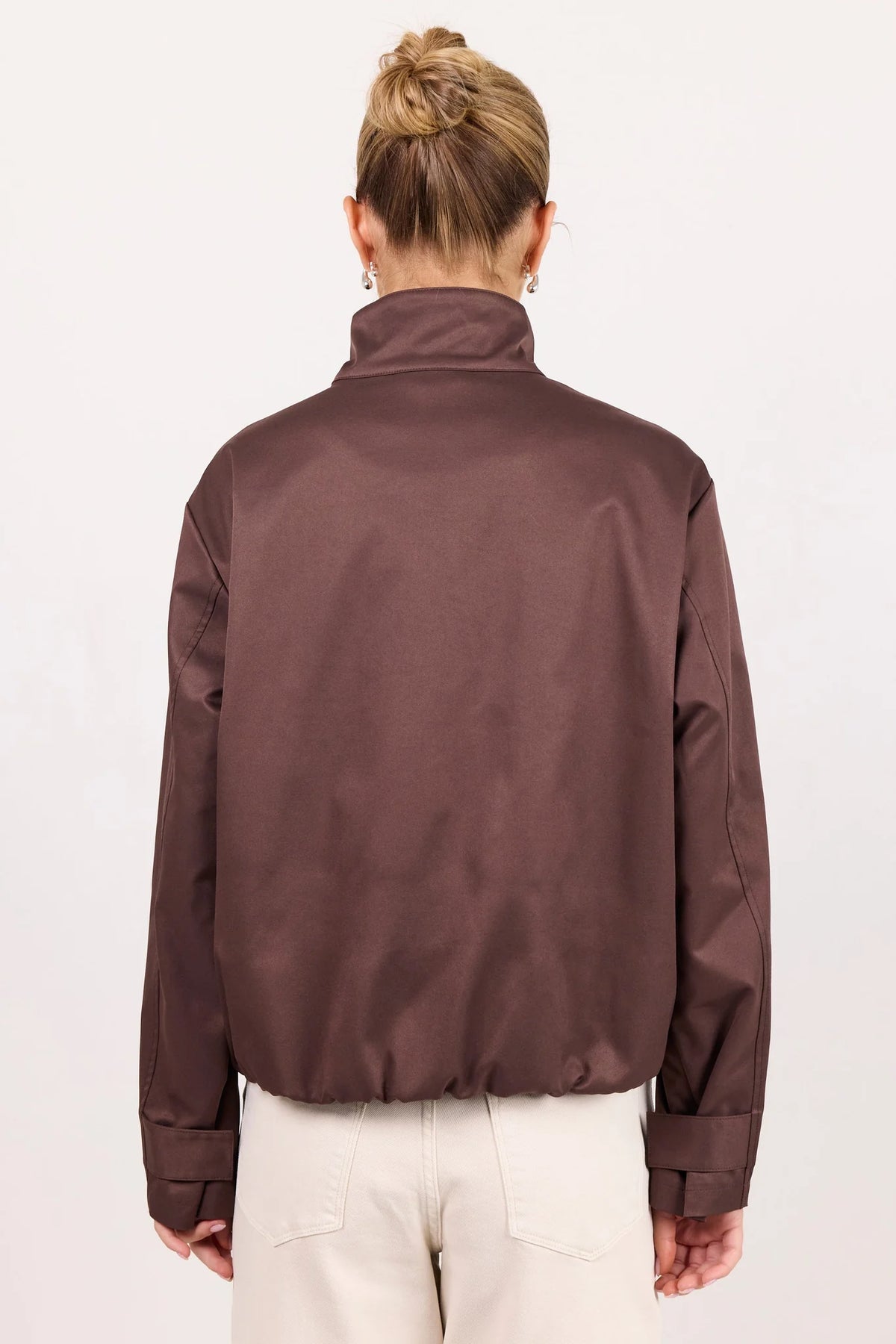 Landscape Chocolate Funnel Neck Jacket