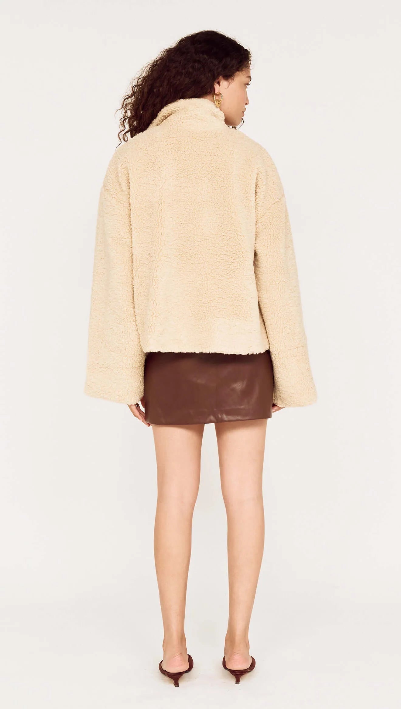 Zola Sherpa Jacket. Mink Pink