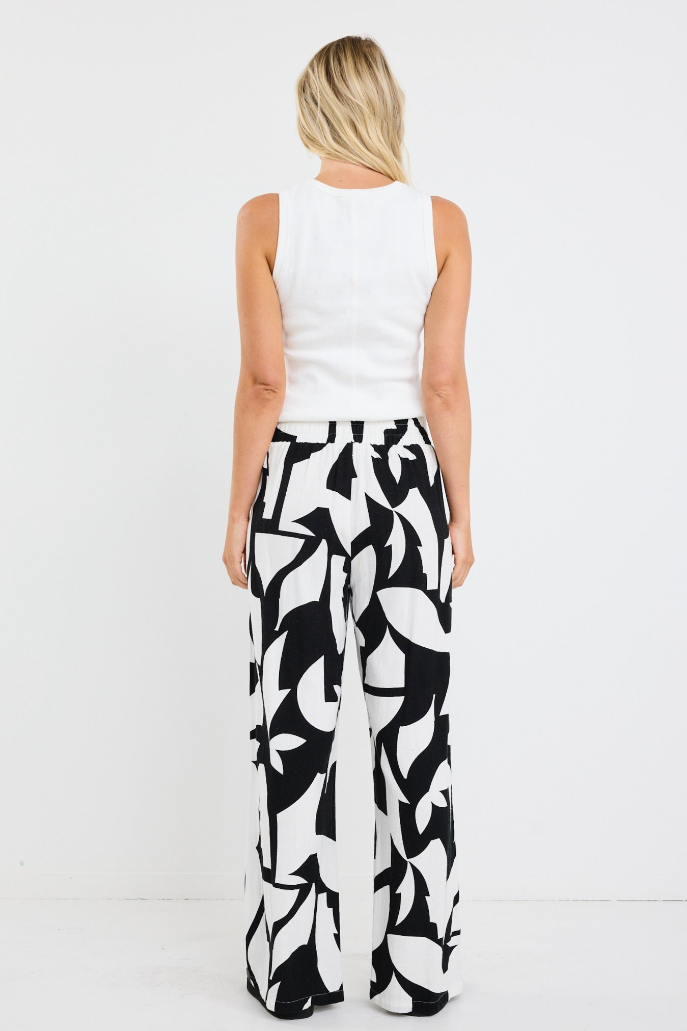 Metropolitan Black White Cutout Print Wide Leg Pants
