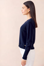 Betty Tipped Cardigan in Navy/Foggy