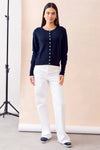 Betty Tipped Cardigan in Navy/Foggy