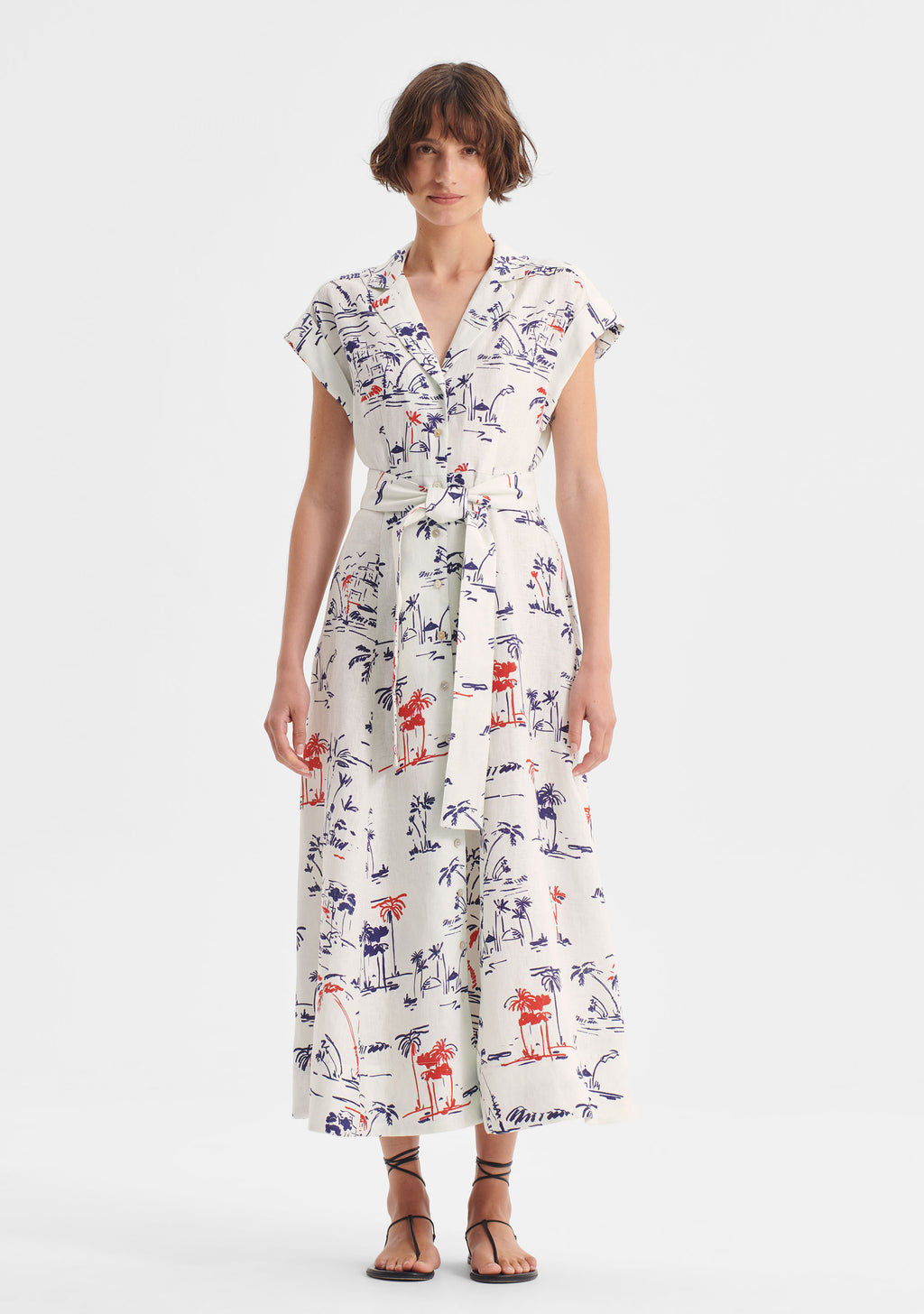 Capri Linen Shirt Dress Print