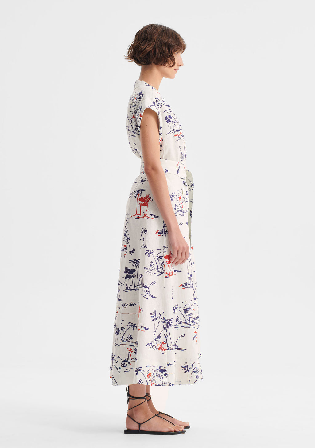 Capri Linen Shirt Dress Print