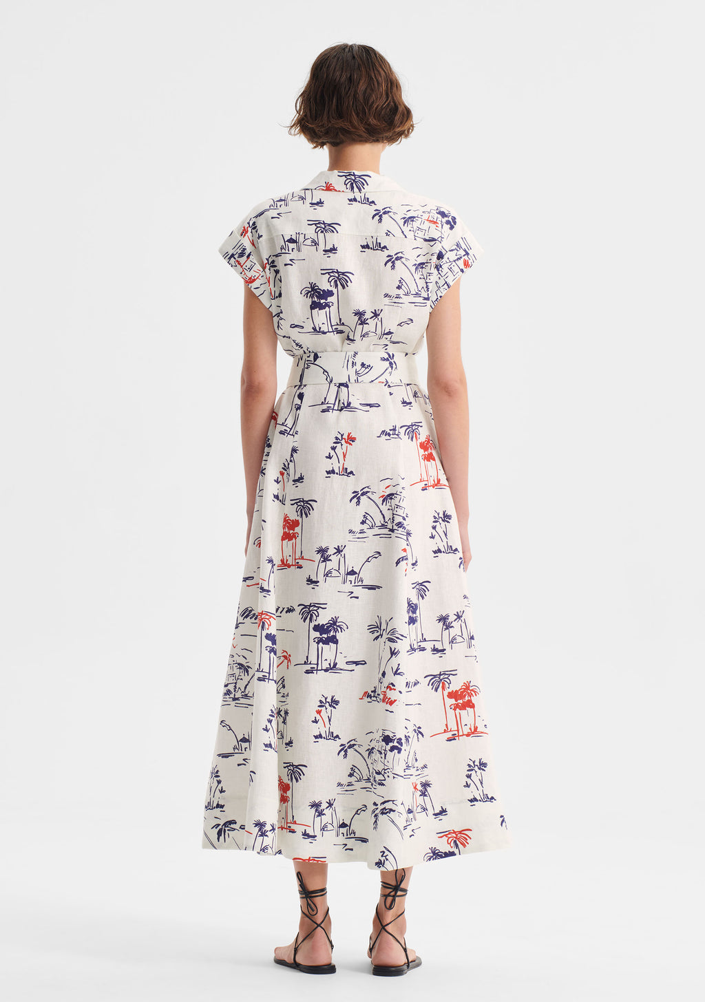 Capri Linen Shirt Dress Print