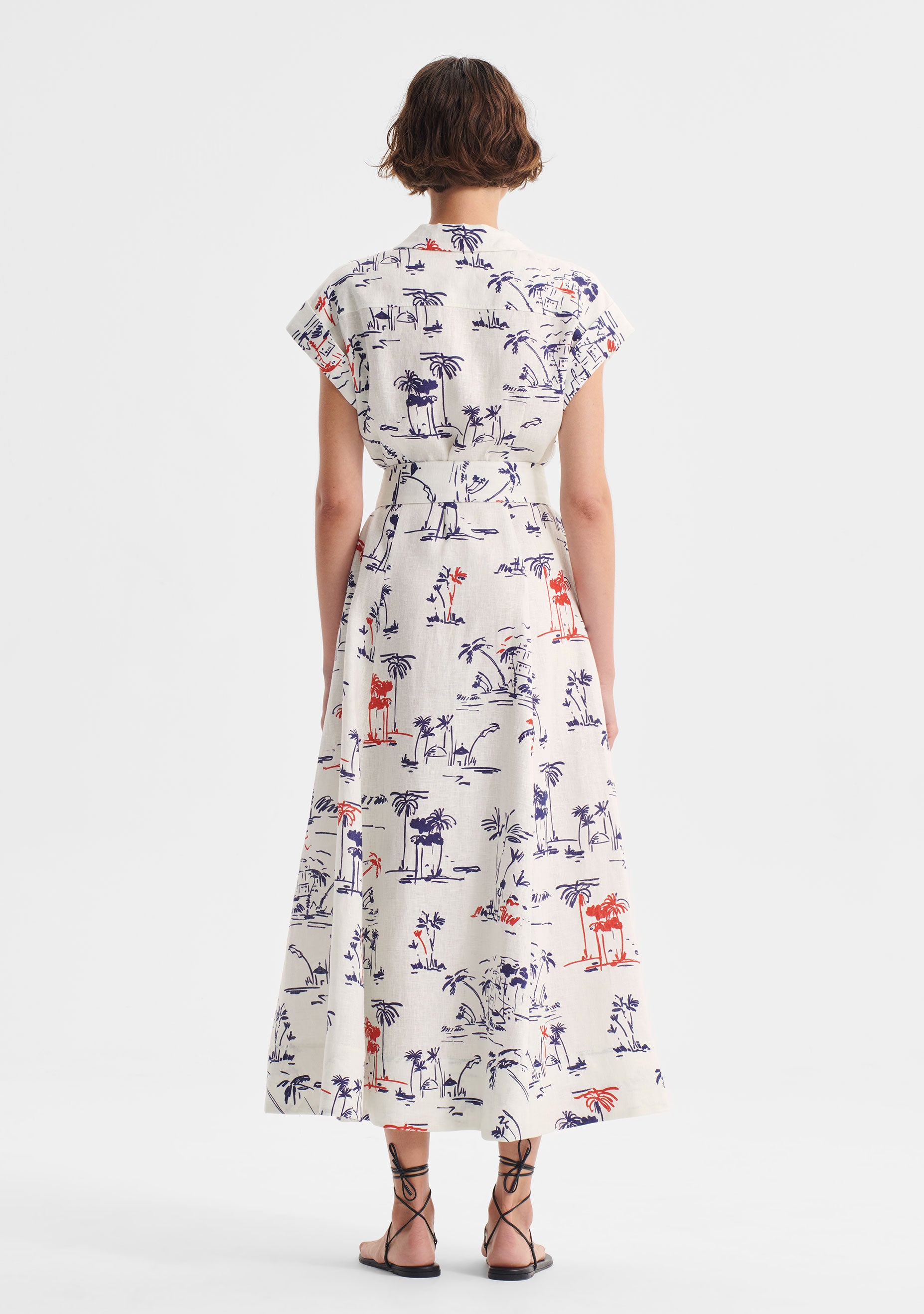 Capri Linen Shirt Dress Print