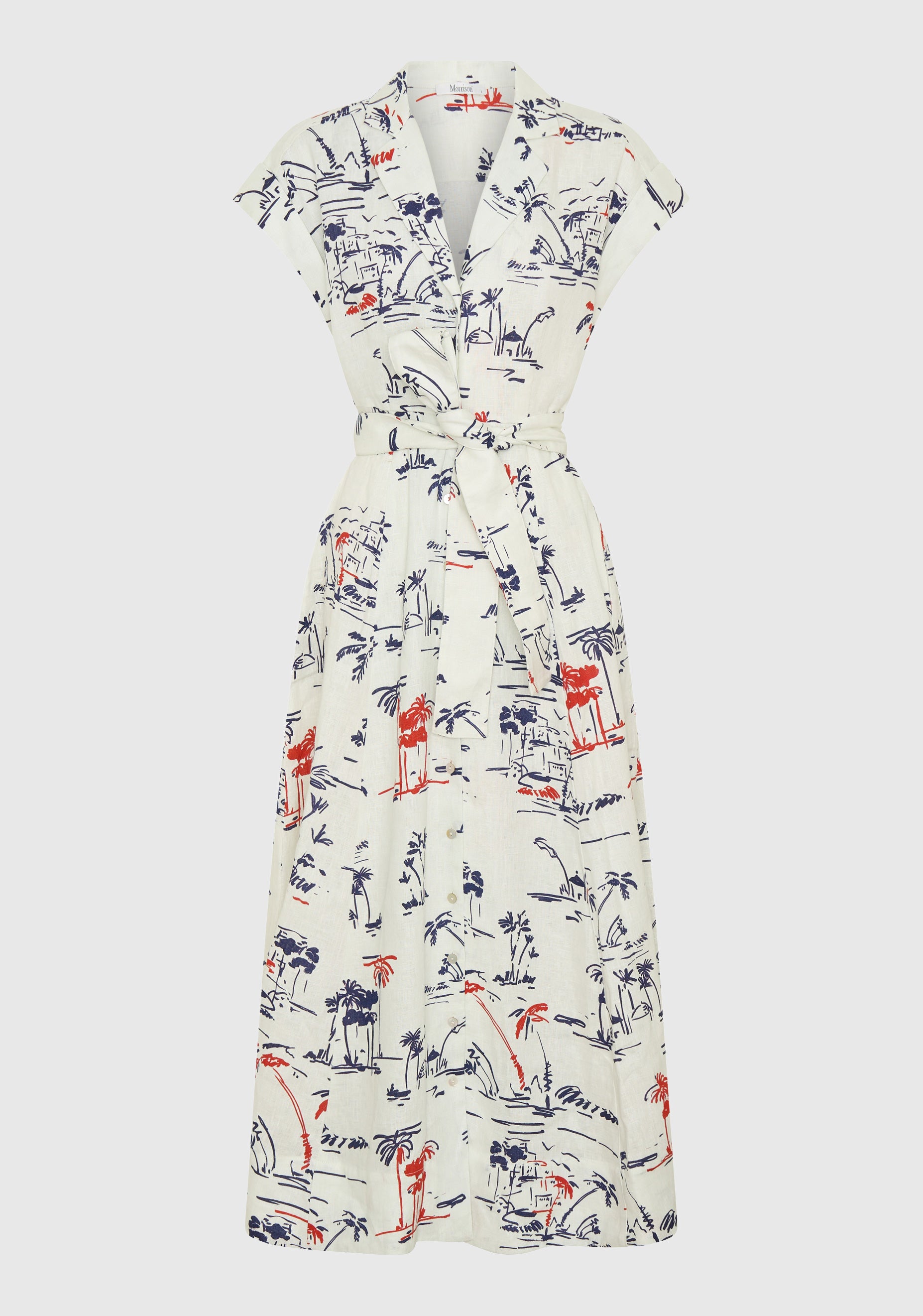 Capri Linen Shirt Dress Print