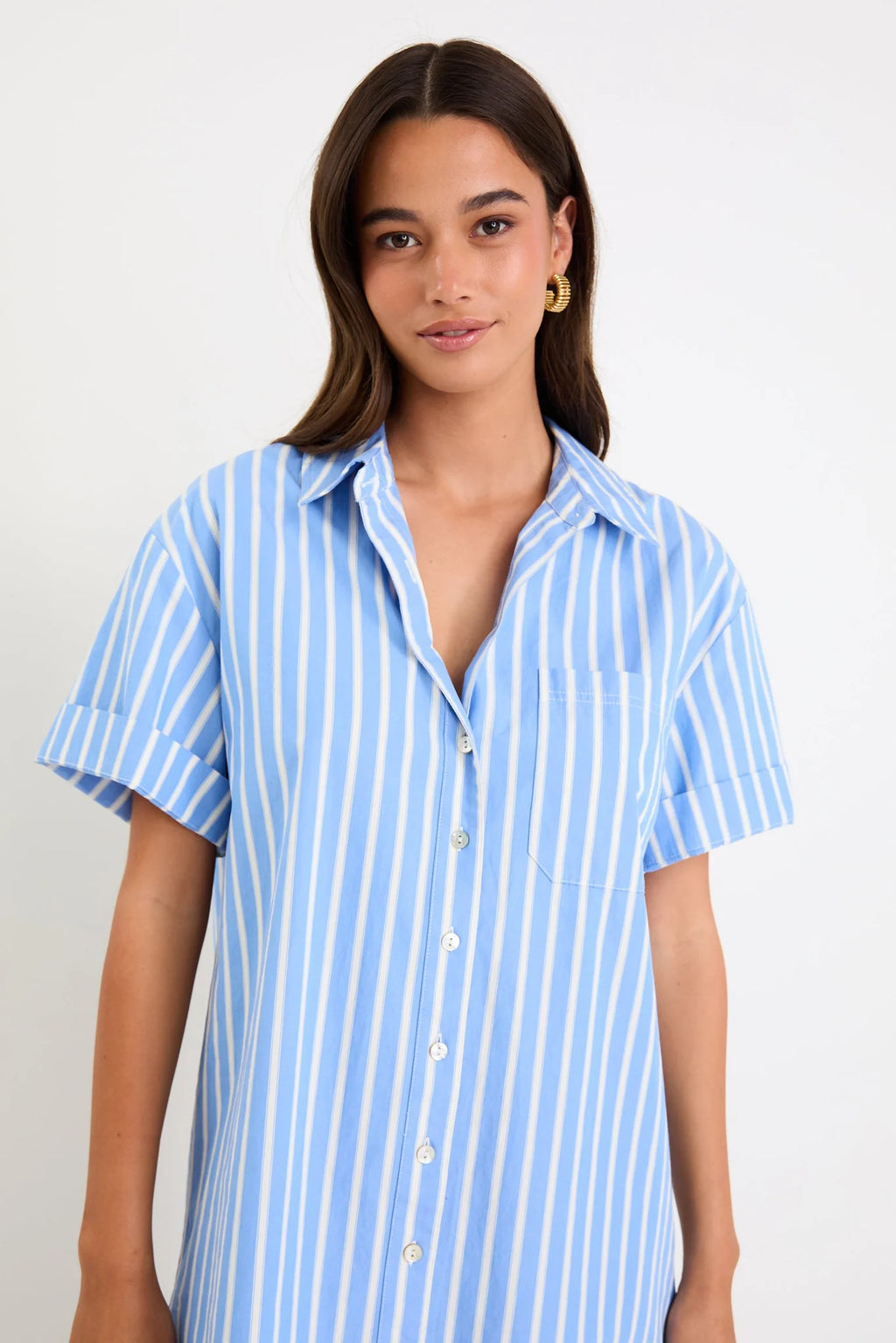 Mykonos Blue Mini Shirt Dress