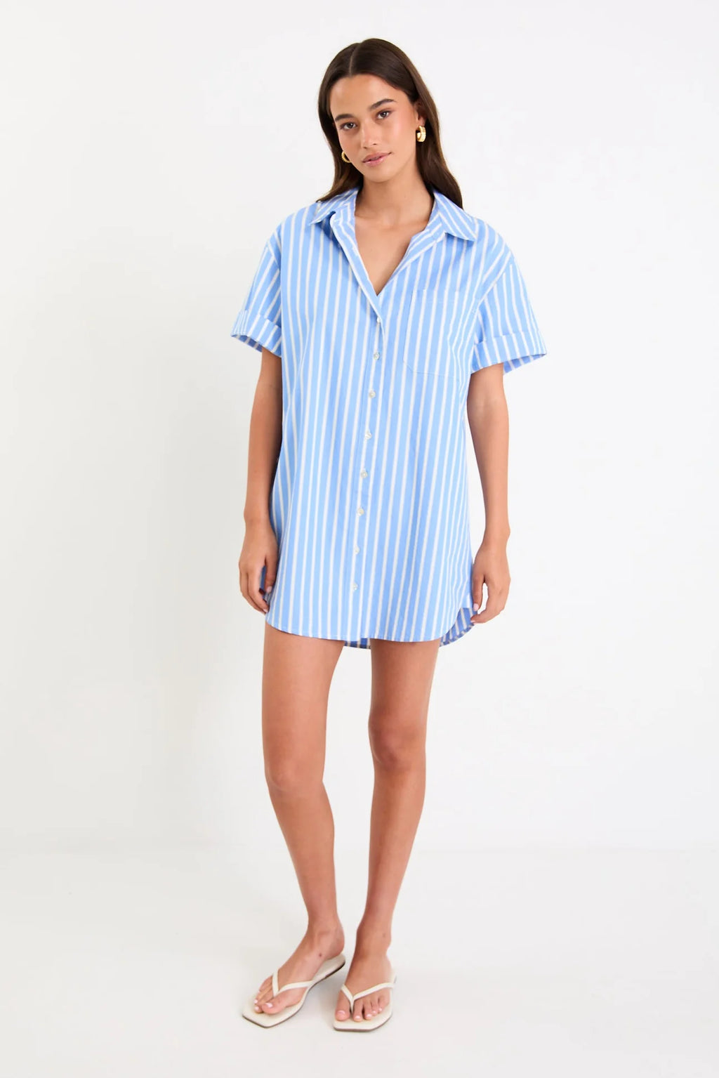 Mykonos Blue Mini Shirt Dress